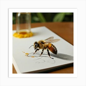 Bee On Honey Art Print