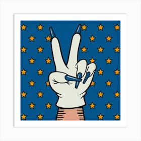 A Wall Art Illustration Of A Giant Hand With A Blu V9jybmkot7ggqjags3z4ia Ulbwrc5prj24z0hcrqh Za Art Print