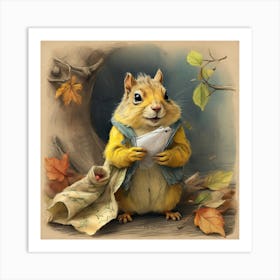 Squirrel Reading A Letter Art Print