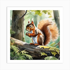 Squirrel In The Woods 57 Art Print