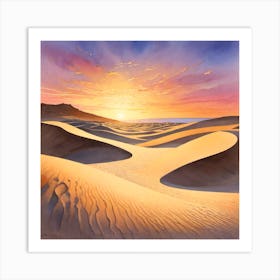 Painting Sunset In Dunes Art Print