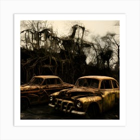 Old Cars In The Woods Art Print