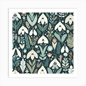 Scandinavian style, snowdrop pattern 3 Art Print