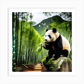 Panda Bear In Bamboo Forest 10 Art Print