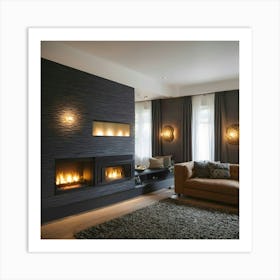 Modern Living Room With Fireplace 25 Art Print