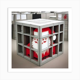 Santa Claus In Cubicle Art Print