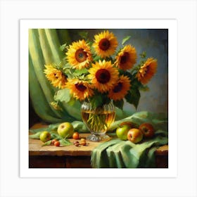 Sunflowers In A Vase 3 Art Print