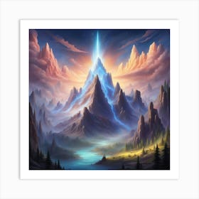 Mountain With A Light Art Print