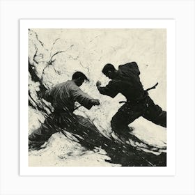 Two Karate Fighters Fighting Art Print