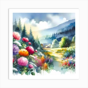 Watercolor Landscape Painting 53 Art Print