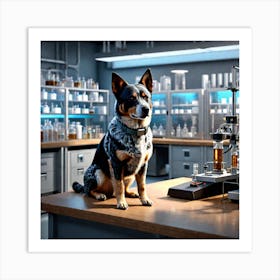 Blue Heeler in a Lab Art Print