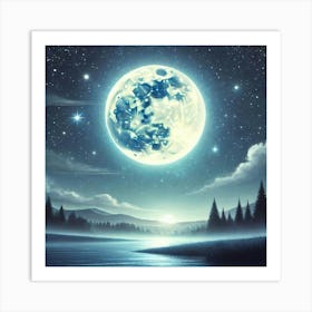 Full Moon Over Water 3 Art Print