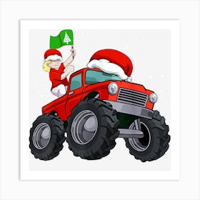 Woman Riding Monster Truck Christmas Pajama Car Engine Xmas Art Print