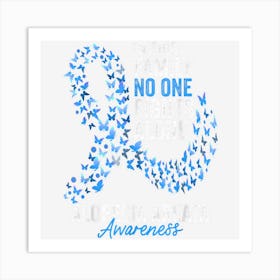 Alopecia Areata Awareness Month Butterflies Blue Ribbon Art Print