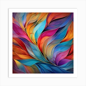 Abstract Colorful Leaves 1 Art Print