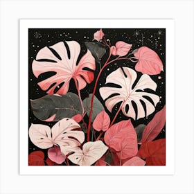 Pink And Red Plant Illustration Monstered Thai Cons tell 3 Art Print