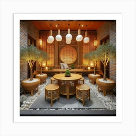 Dining room in Japanese design Art Print