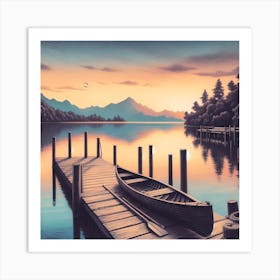 Canoe Dock Art Print