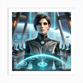 A Futuristic Sci Fi Portrait Of High Admiral Vela, Art Print