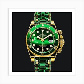 Pixel Art Of An Iced Out Black And Green Luxury Wa (1) Art Print