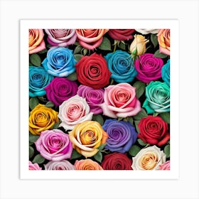 Colorful Roses Seamless Pattern Art Print