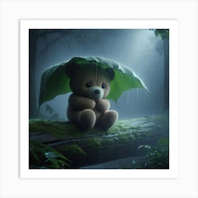 Teddy Bear In The Rain Art Print