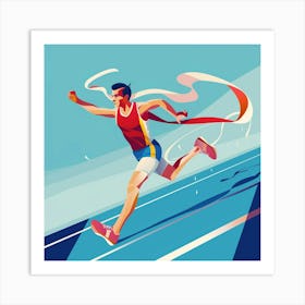 Athlete Running On The Track Art Print