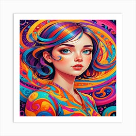 Psychedelic Girl Art Print