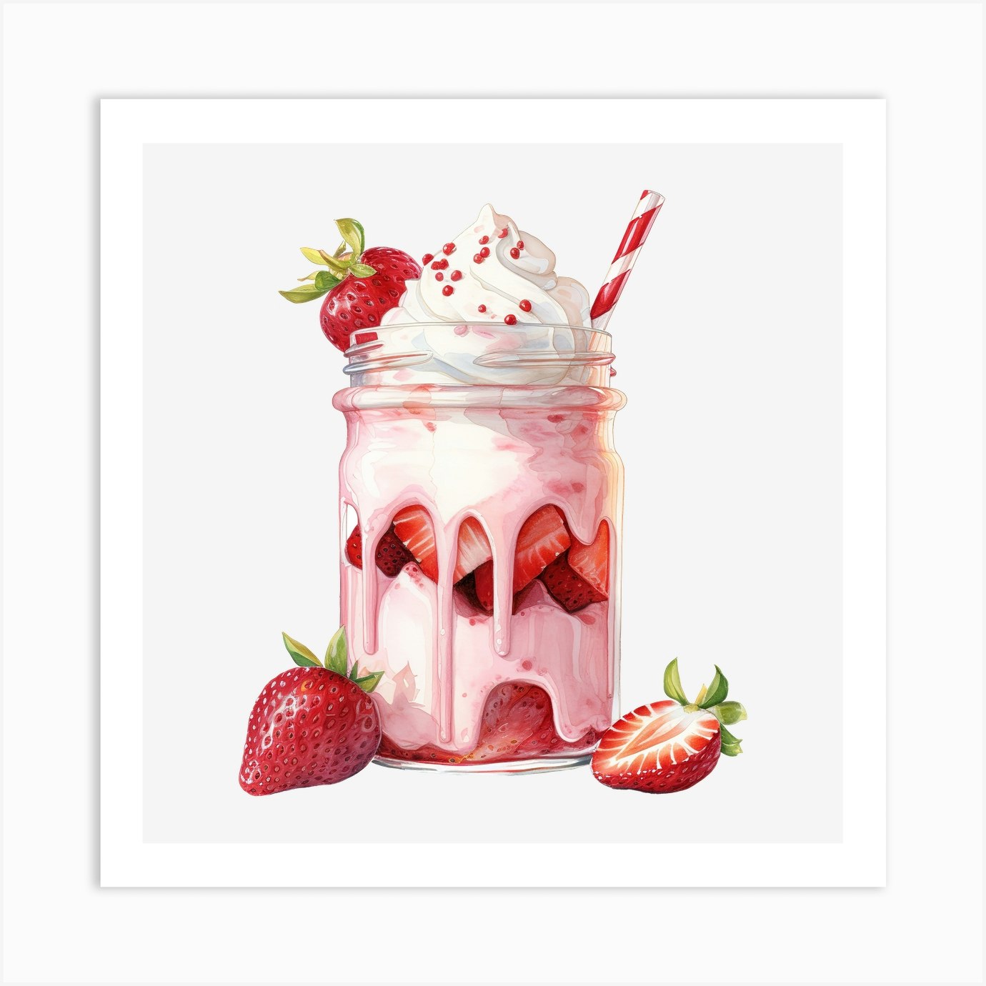 Strawberry Milkshake 9 Art Print by Fomo Creative - Fy