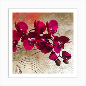 Orchids On Gold Art Print