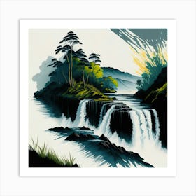 Colored Falls Ink Painting (2) Art Print