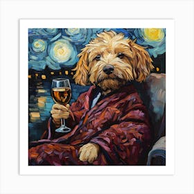 Dog In Bathrobe 1 Art Print