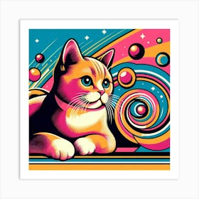 Cat With Bubbles Art Print