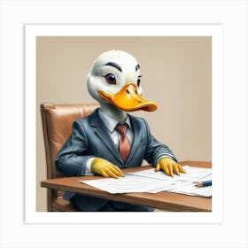 Duck In Business Suit Art Print