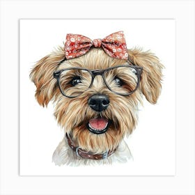 Yorkie With Glasses Art Print