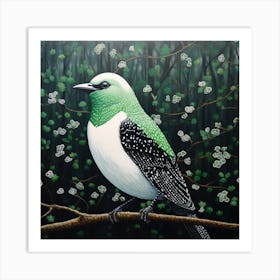 Ohara Koson Inspired Bird Painting Cowbird 2 Square Art Print