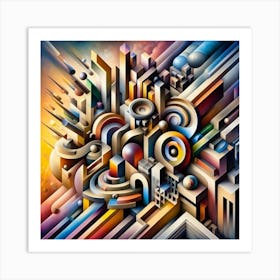 A mixture of modern abstract art, plastic art, surreal art, oil painting abstract painting art deco architecture 4 Art Print