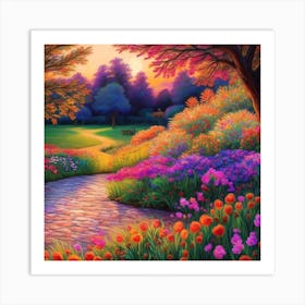 Garden At Sunset Art Print