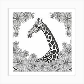 Giraffe In Flowers 2 Art Print