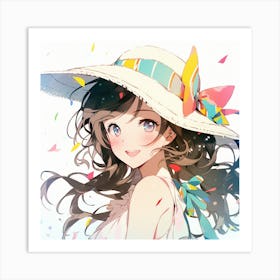 Anime Girl In A Hat 2 Art Print