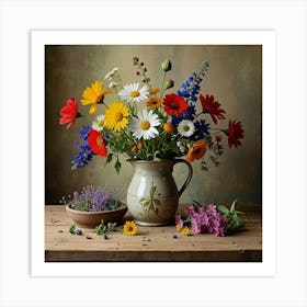 Leonardo Lightning Floral Still Life With Wildflowers Art 2 Art Print