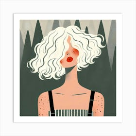 Beautiful Girl With Short White Hair Art Print