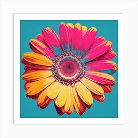 Andy Warhol Style Pop Art Flowers Gerbera Daisy 3 Square Art Print