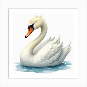 A Graceful Swan With Flowing, Watercolor Like Textures Art Print