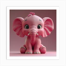 Pink Elephant Art Print