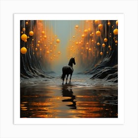 Horse In The Water Art Print