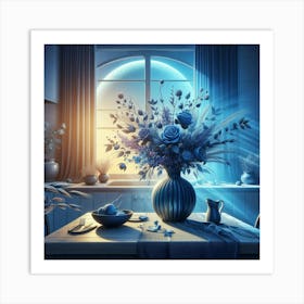 Blue Flowers In A Vase 1 Art Print