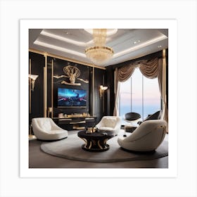 Black And Gold Living Room Art Print