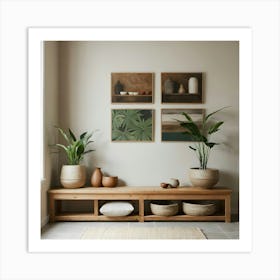 Room With A Bench And Plants Art Print