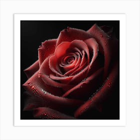 Red Rose On A Black Background Art Print